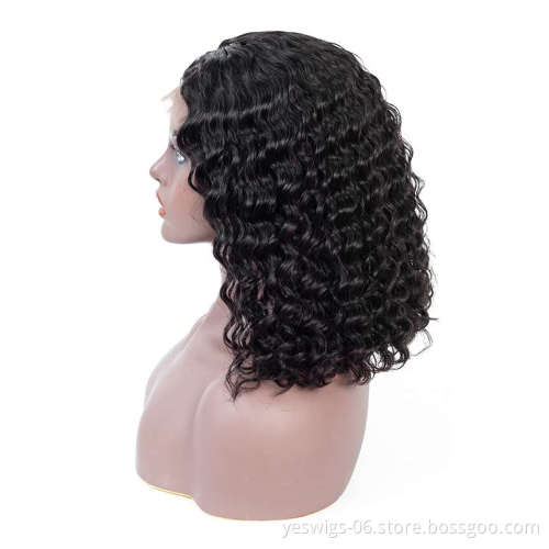 Afro Deep Curly 13*4 Lace Front Bob Wigs, Indian Human Hair Deep Wave Lace Front Short Blunt Cut Wig Cabelo Humano